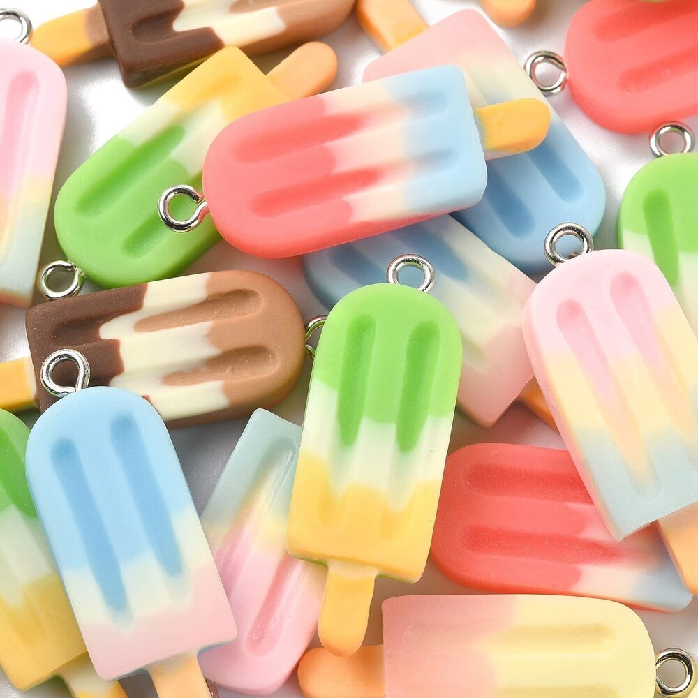 1772 60pcs Colorful Popsicle Charms Summer Dessert Sweet Food Gradient Ice